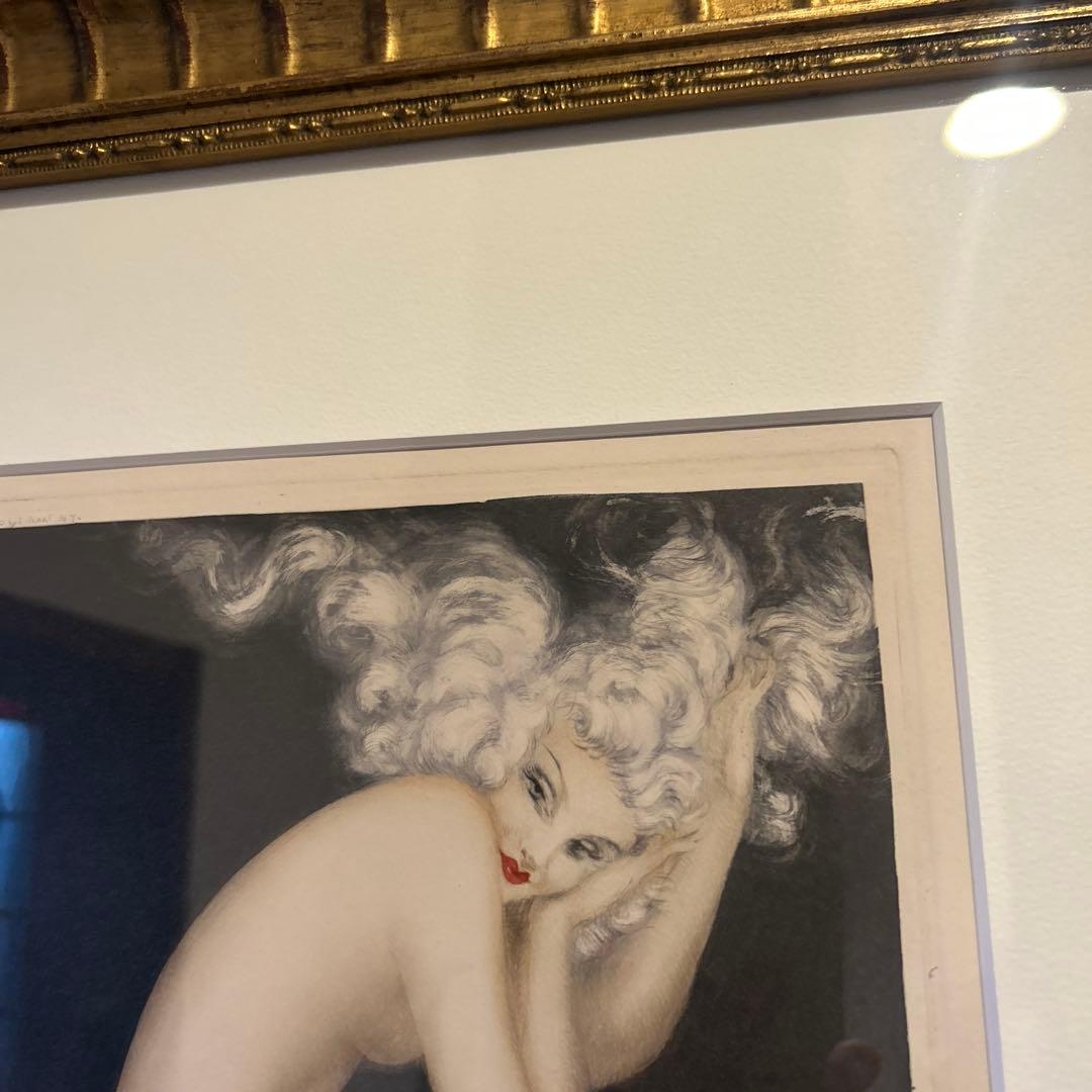 ルイ・イカール　タバコの幻想　エッチング（銅版画）手彩色