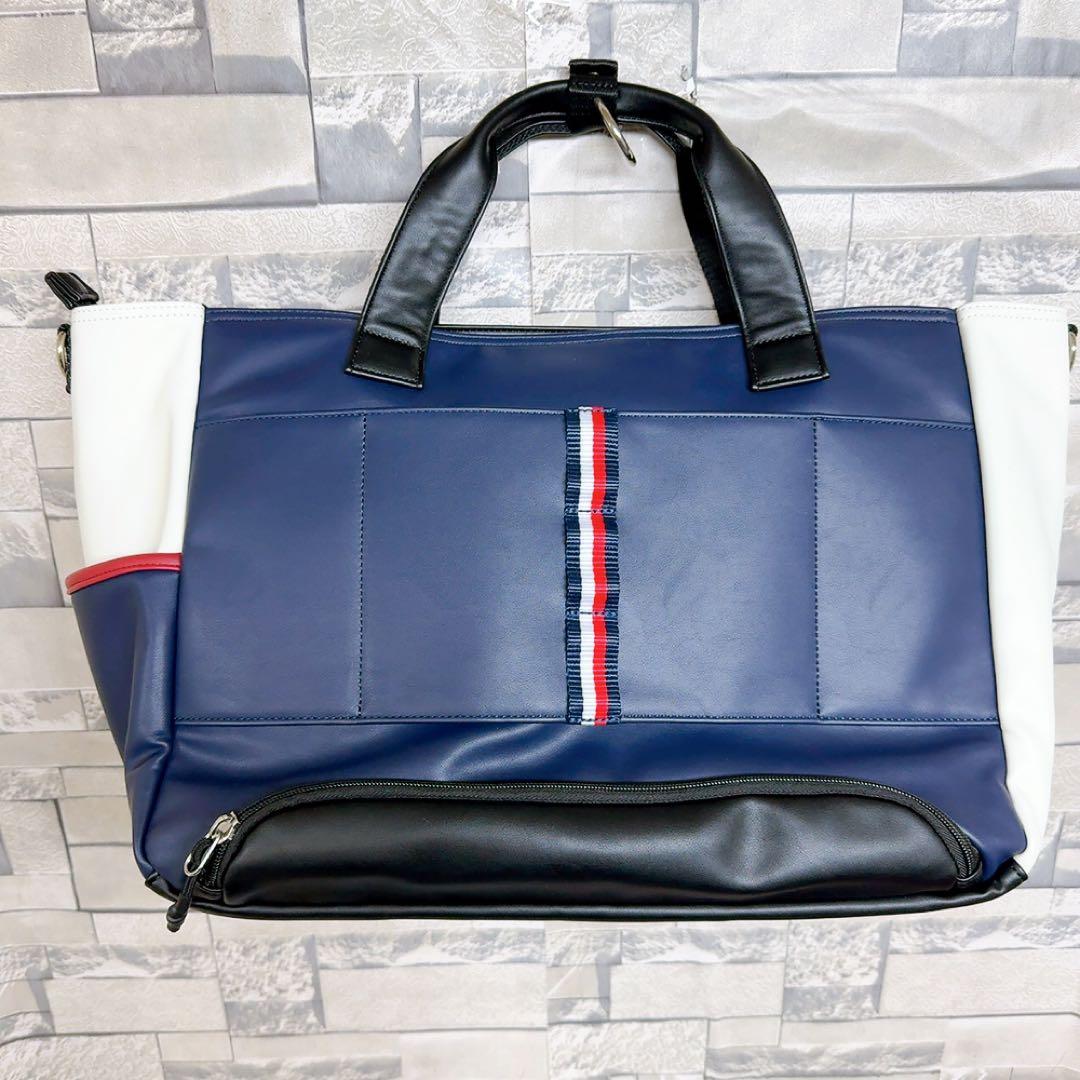 トミーヒルフィガーゴルフ 2WAY ボストンバッグ ネイビー トリコロール 新品