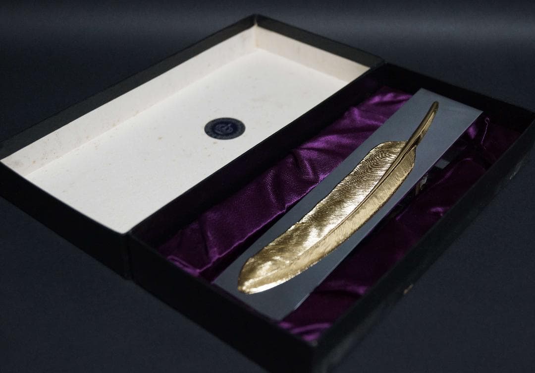 銀器 宮本商行シルバークリップ 羽フェザー ゴールド M.SILVER刻印