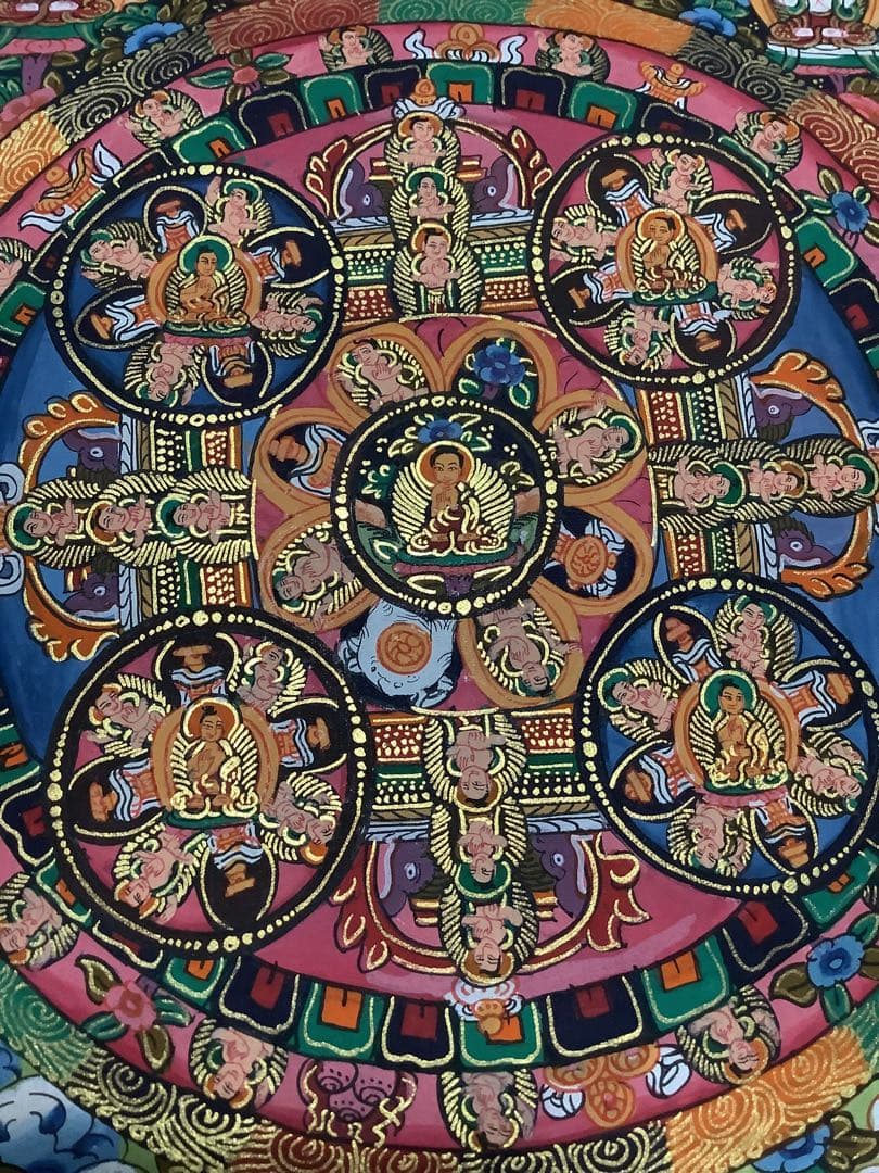 《 チベット密教　新品　1点物 》 手描き　曼荼羅　仏陀　釈迦　仏画　仏教　e3
