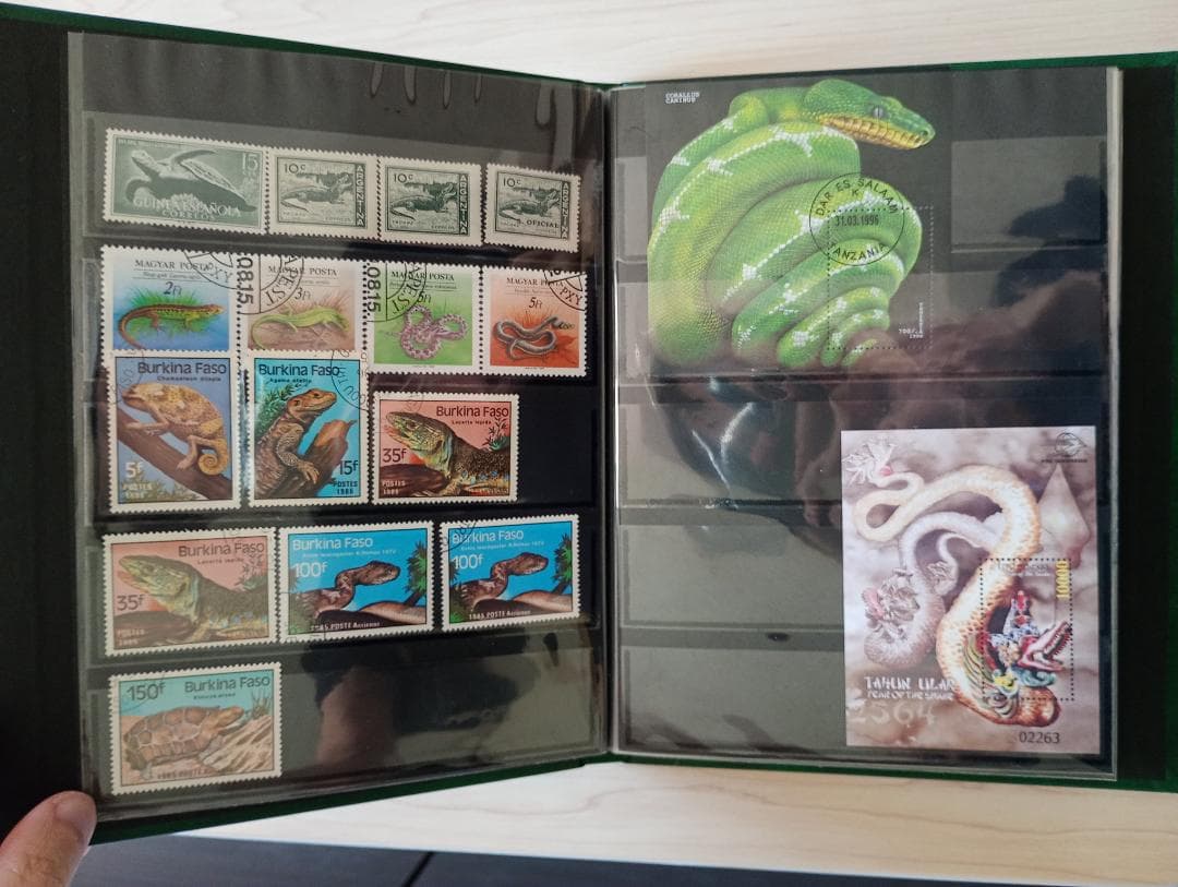 希少31まで限定出品！手彫竜銭ヘビ爬虫類トカゲ　テージー切手アルバムまとめ売り