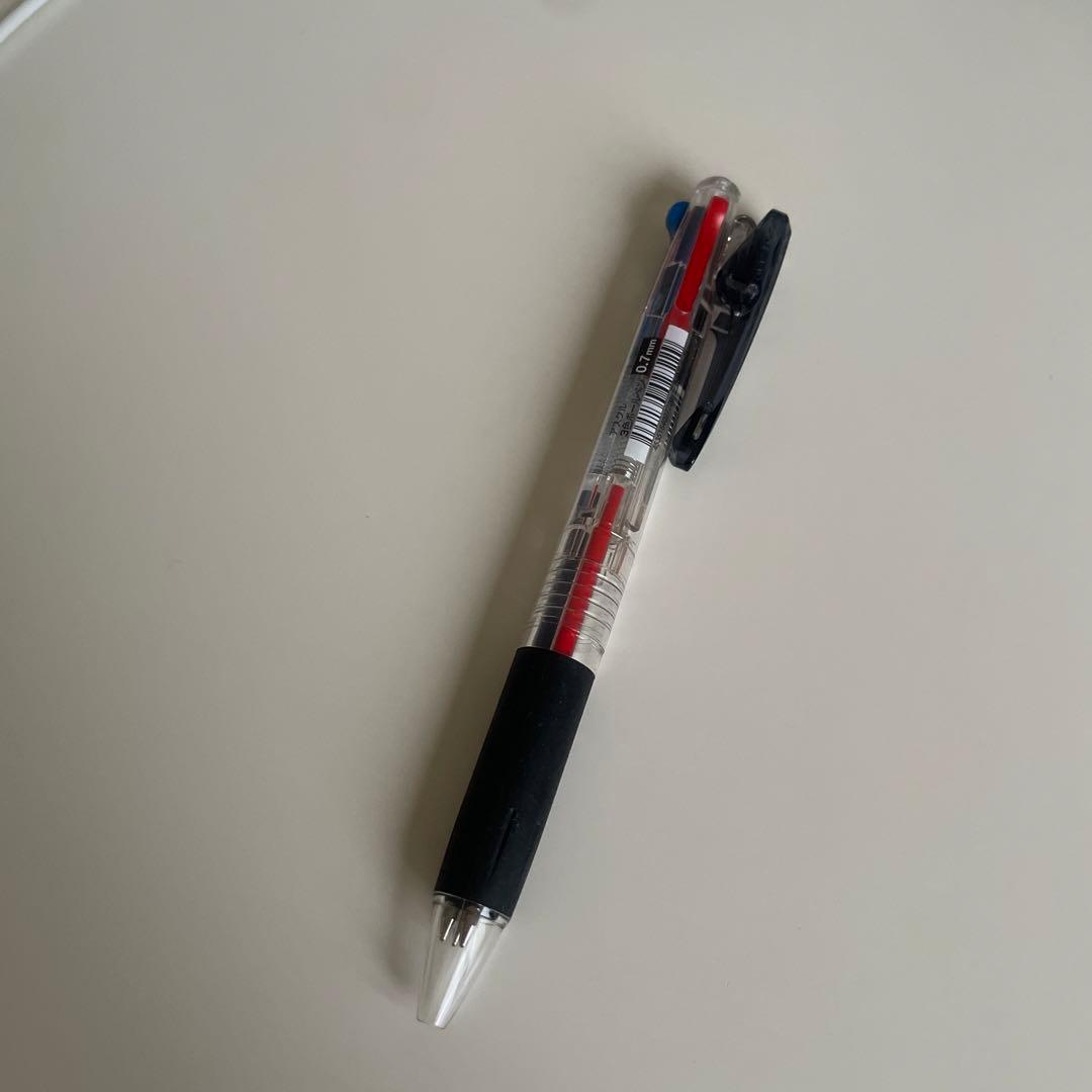 ボールペン 透明ボディ 黒赤青インク