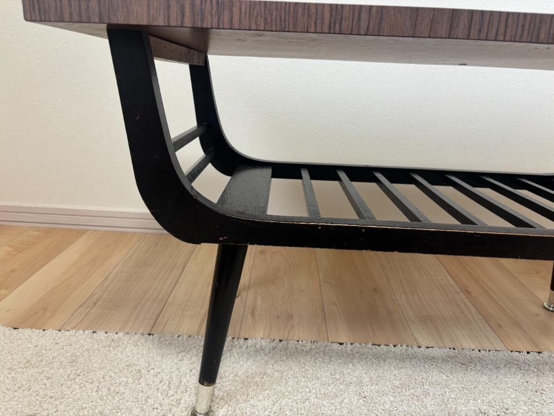 昭和レトロ ミッドセンチュリ　テーブル センターテーブル　木製 棚付き 希少