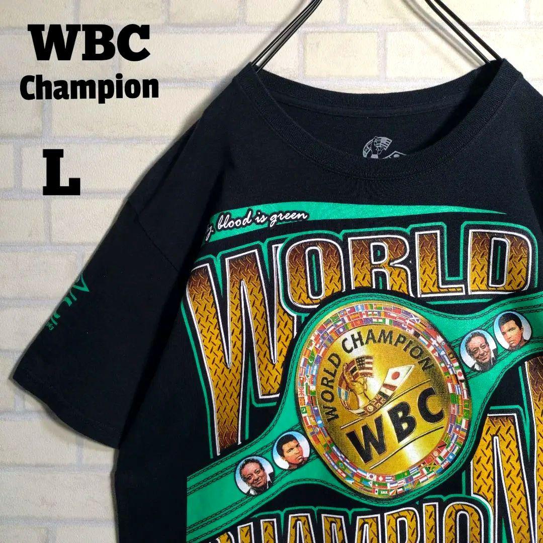 WBC公式★ボクシング チャンピオンベルト 両面プリント 半袖Tシャツ 黒 L