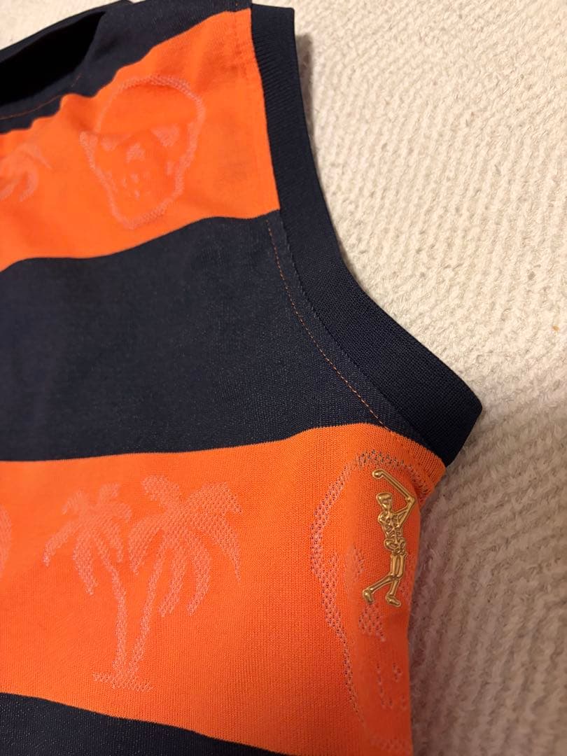 レディース ポロシャツ ノースリーブ オレンジ ネイビー