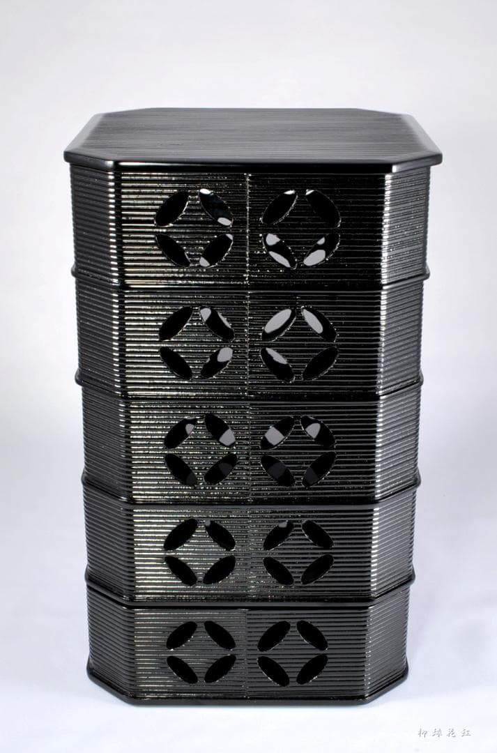 静峰 輪島塗 七宝透 縁高 共箱 縁高重 茶道具