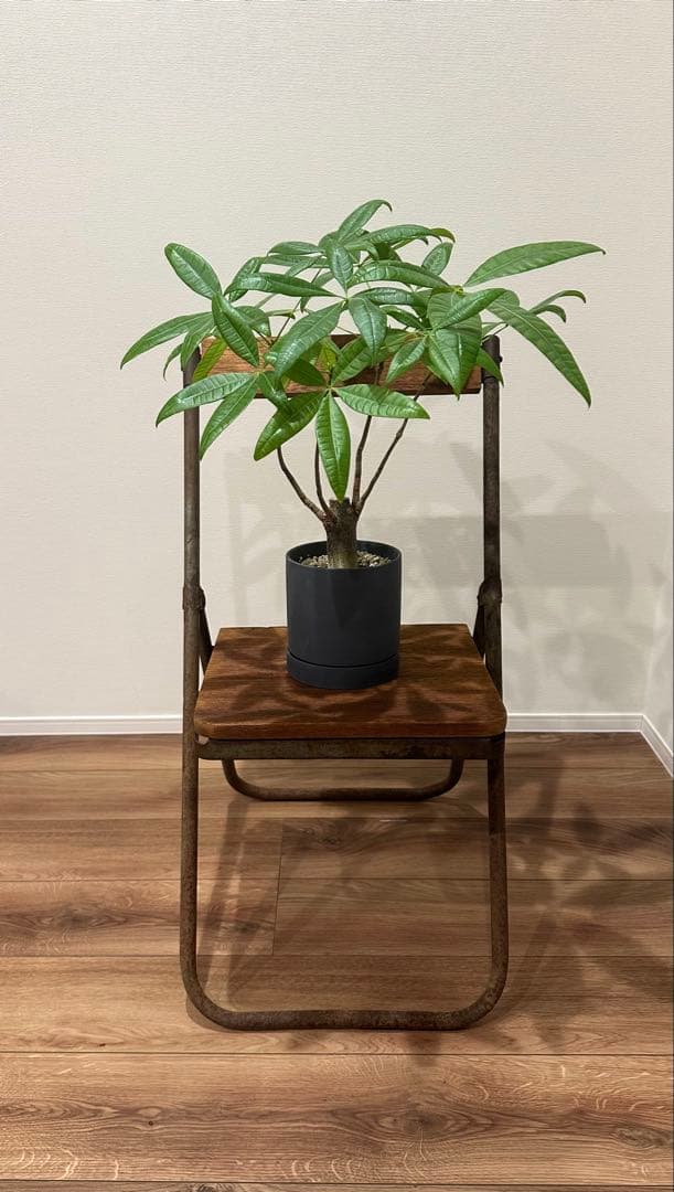 アンティーク 木製フォールディングチェア 花台 昭和レトロ