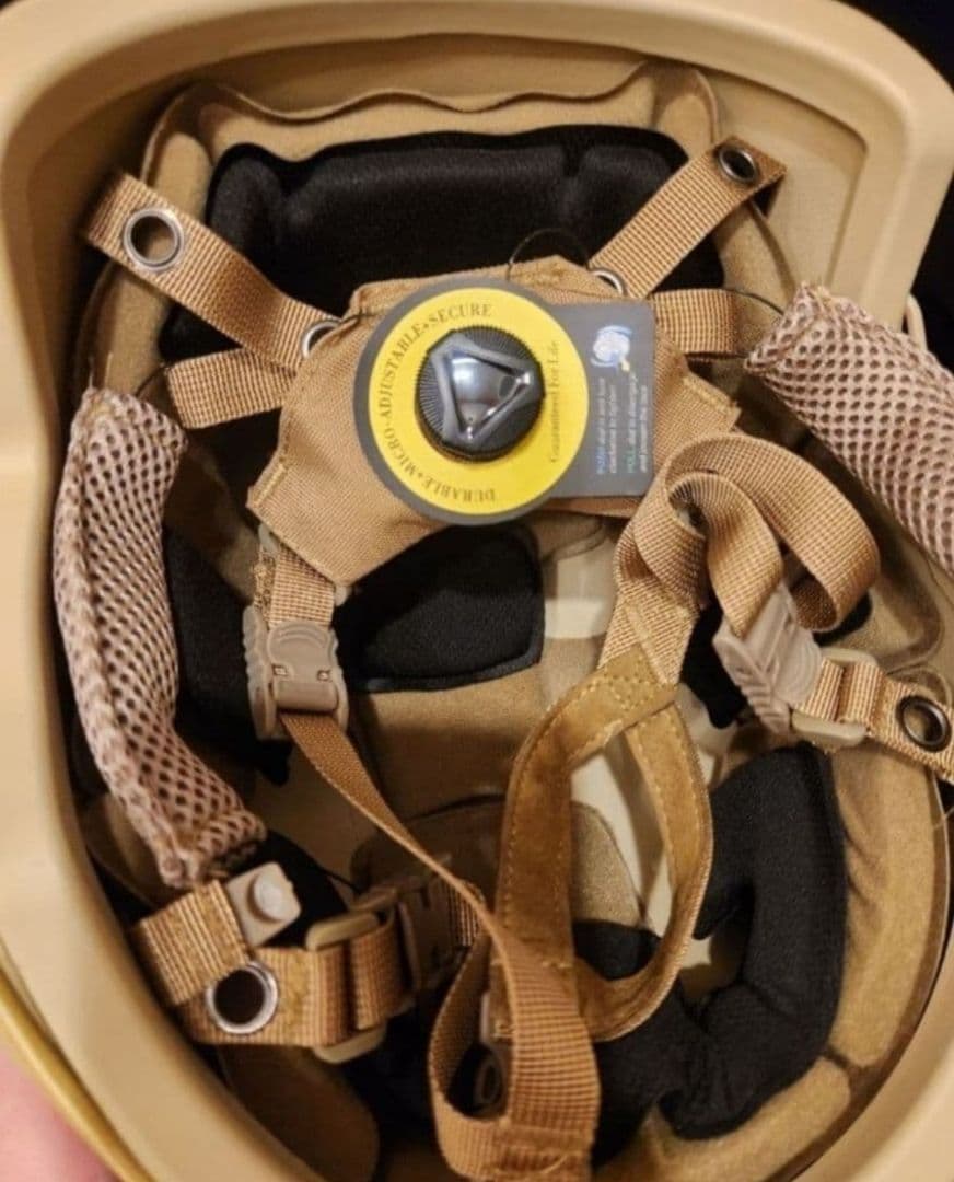 NIJ ⅢA(レベル3a)実物防弾ヘルメット サイズ:55㎝～62㎝、TAN