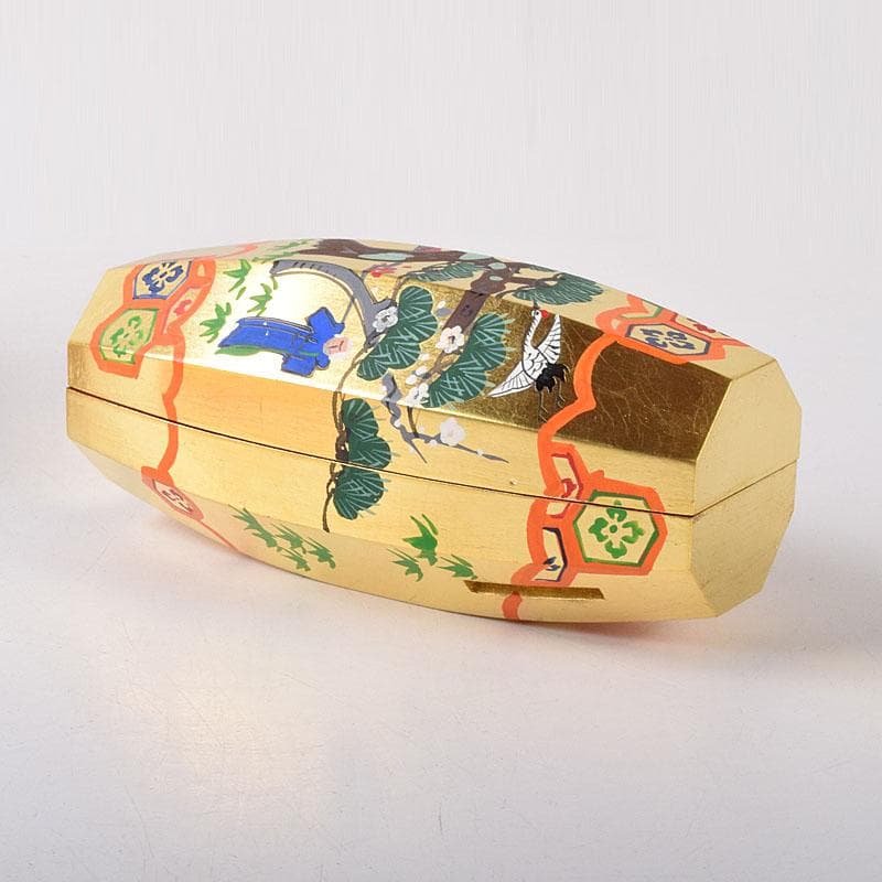 茶道具　中村湖彩作　金蒔絵　 ふりふり　香合　共布共箱　 V　R8059