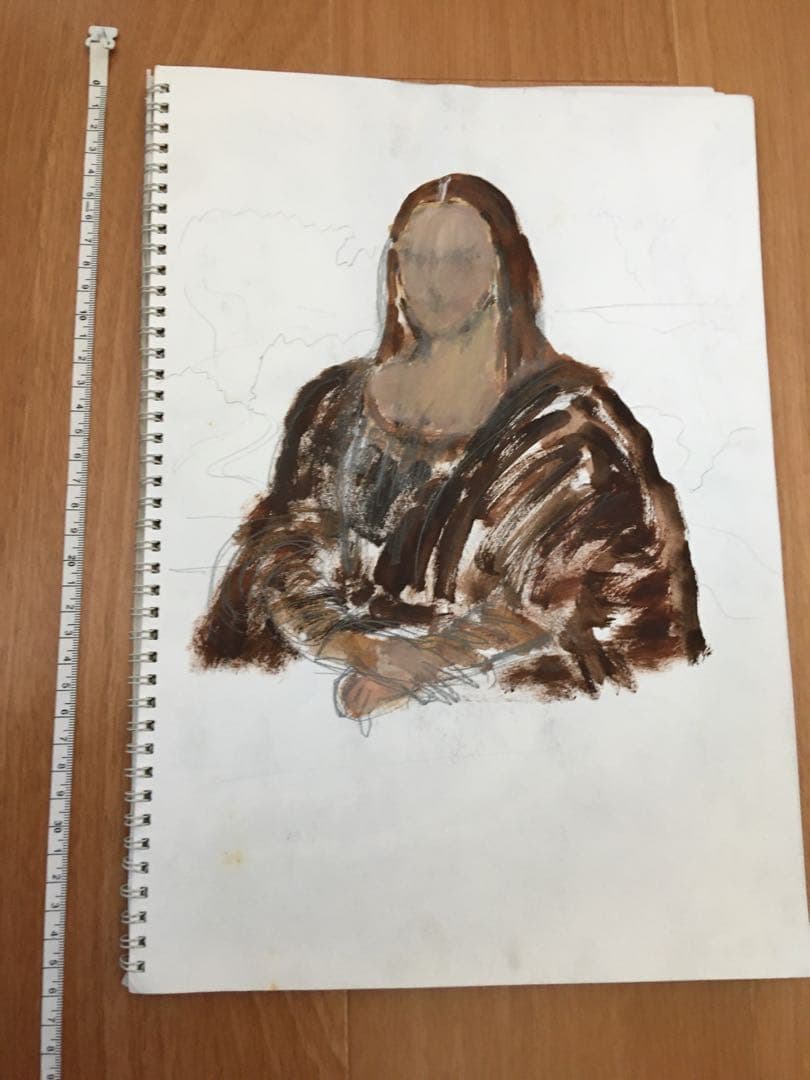 【良品】水彩画　レオナルド・ダ・ヴィンチ　モナリザ　下絵