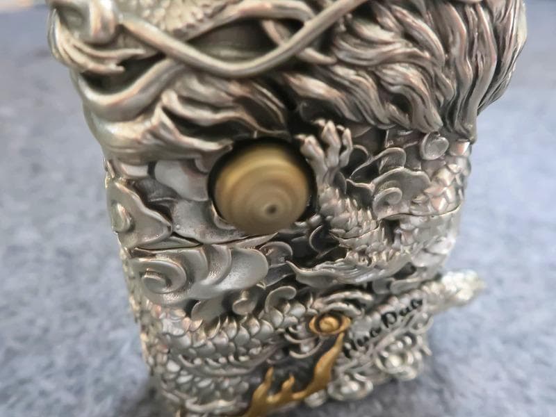 ジッポ ZIPPO ライター 竜 龍 ドラゴン 両面 如意宝珠 付 高級木箱付