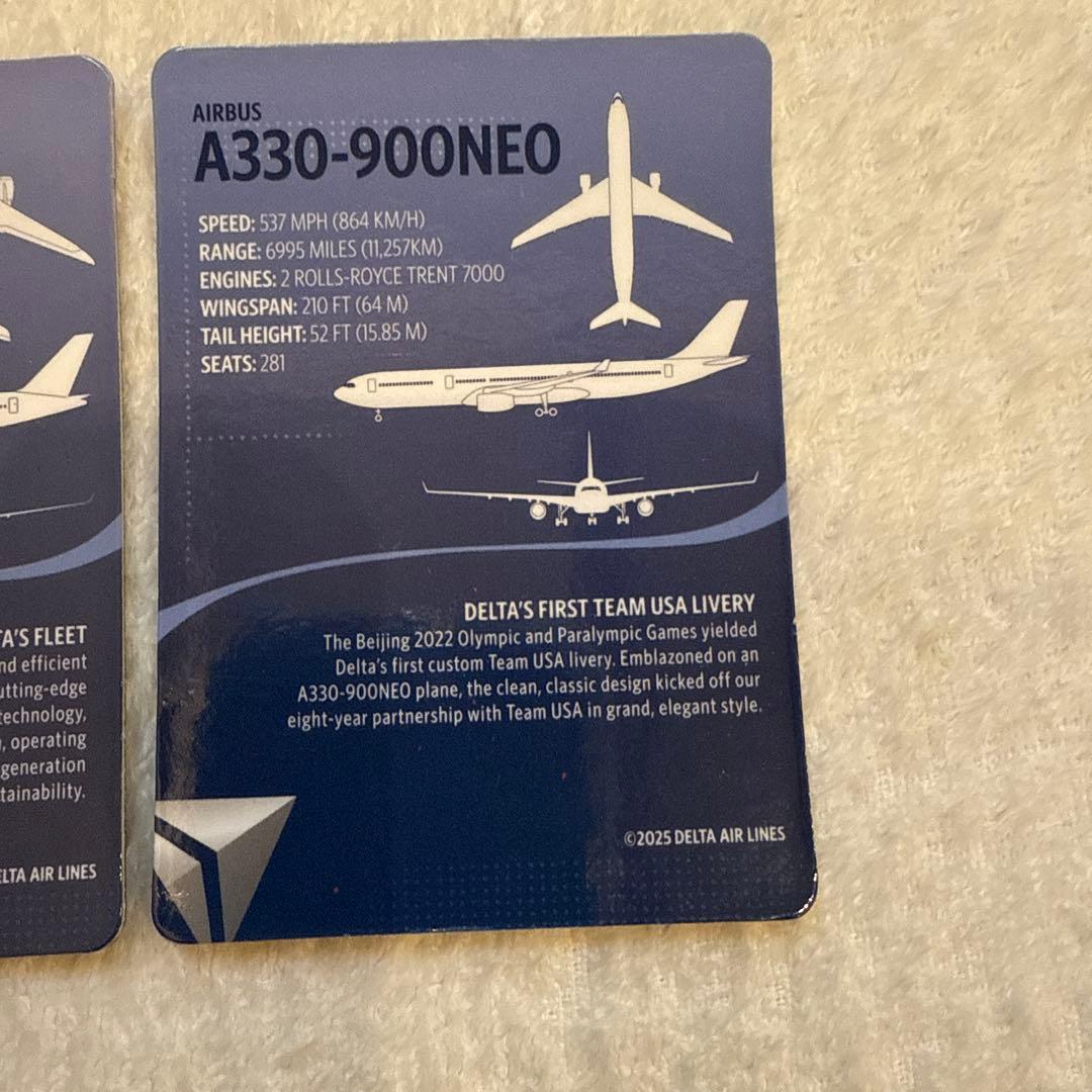 デルタ航空　トレーディングカード2枚セット　新品　レア　入手困難