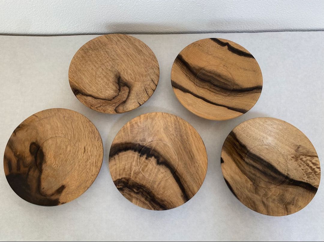 黒柿茶托 5客と茶入れのセット