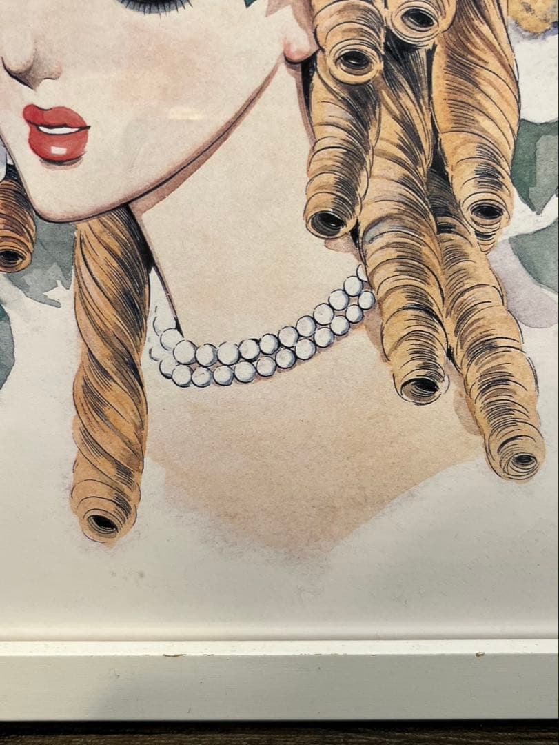 【送料込み】中村淳一　1958年　昭和レトロ　漫画　額縁付き　イラスト画