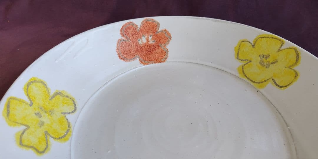 色絵花文平皿(尺皿) 未使用 新品同様