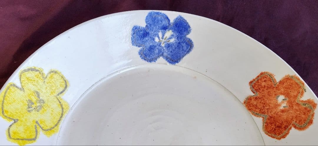 色絵花文平皿(尺皿) 未使用 新品同様