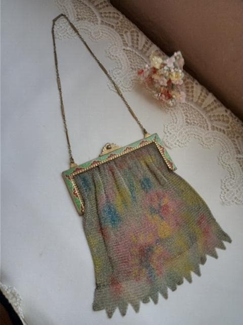 レア　極細　繊細　アンティーク　メタルパティーバック　アールヌーヴォー