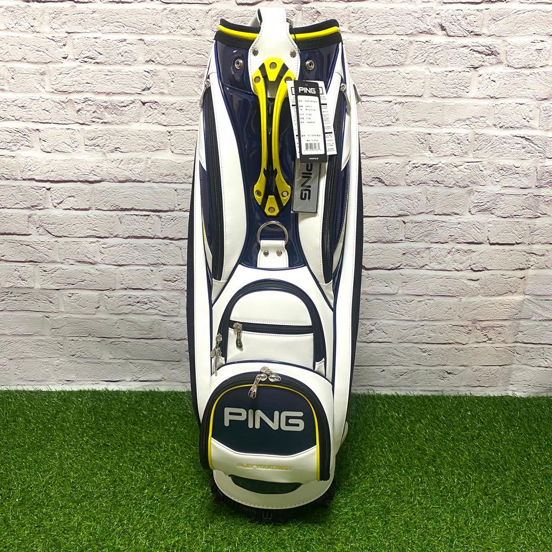 【新品】PING ピン キャディバッグ ホワイト ネイビー ミスターピン ゴルフ