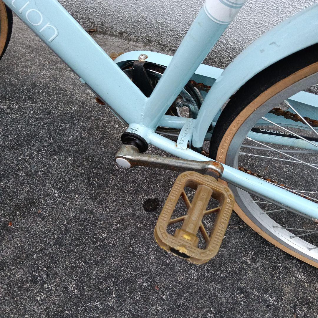 子供用自転車 水色 ブラウンバスケット付き