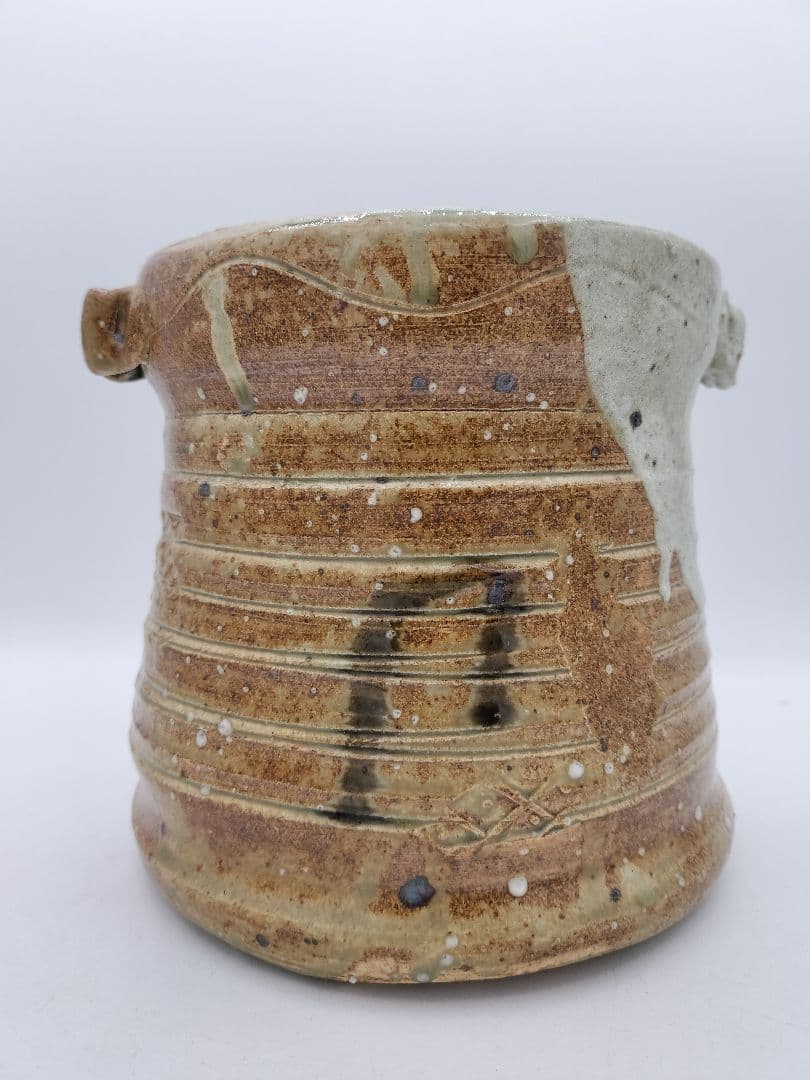 c674 水指 美濃伊賀 山吹窯 佐治光寿 木箱 茶道具 古物