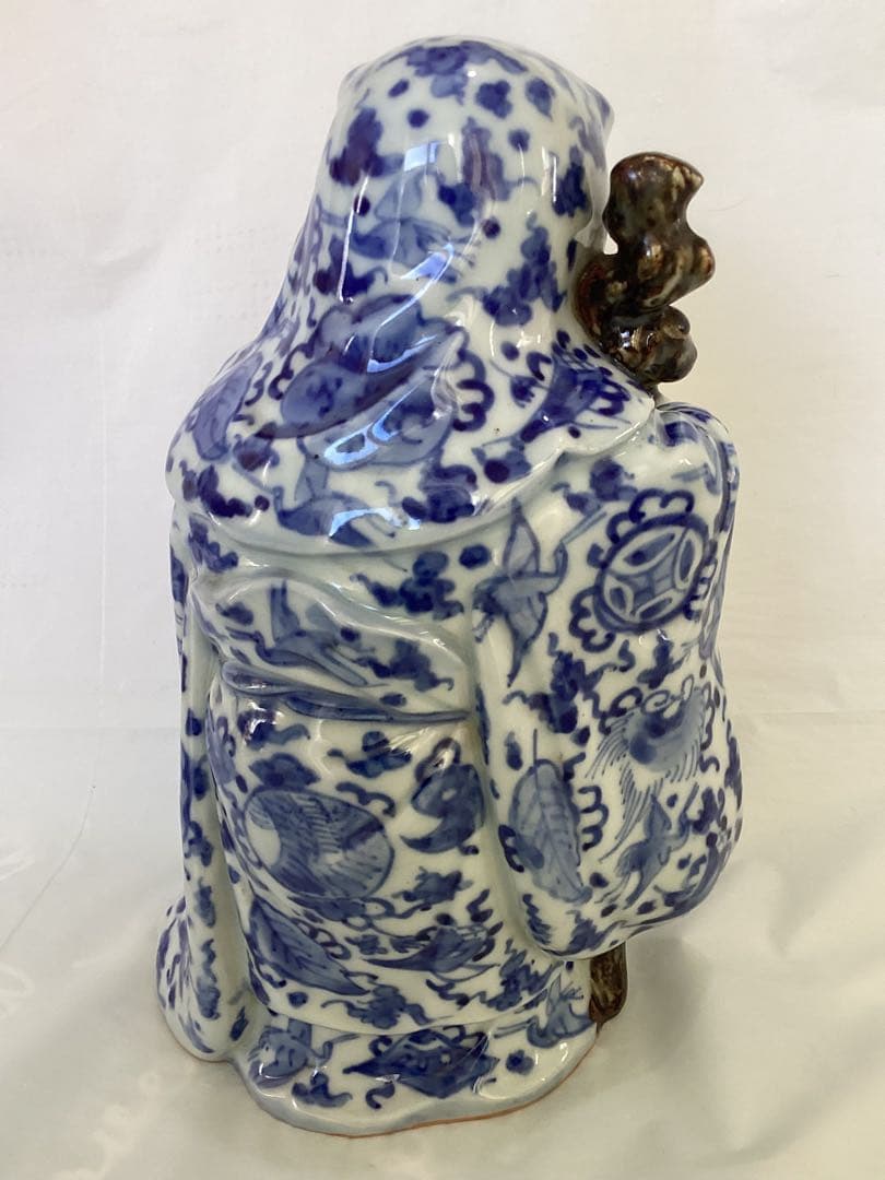 寿老人　染め付け　七福神　福禄寿　縁起物　長寿　置物　インテリア