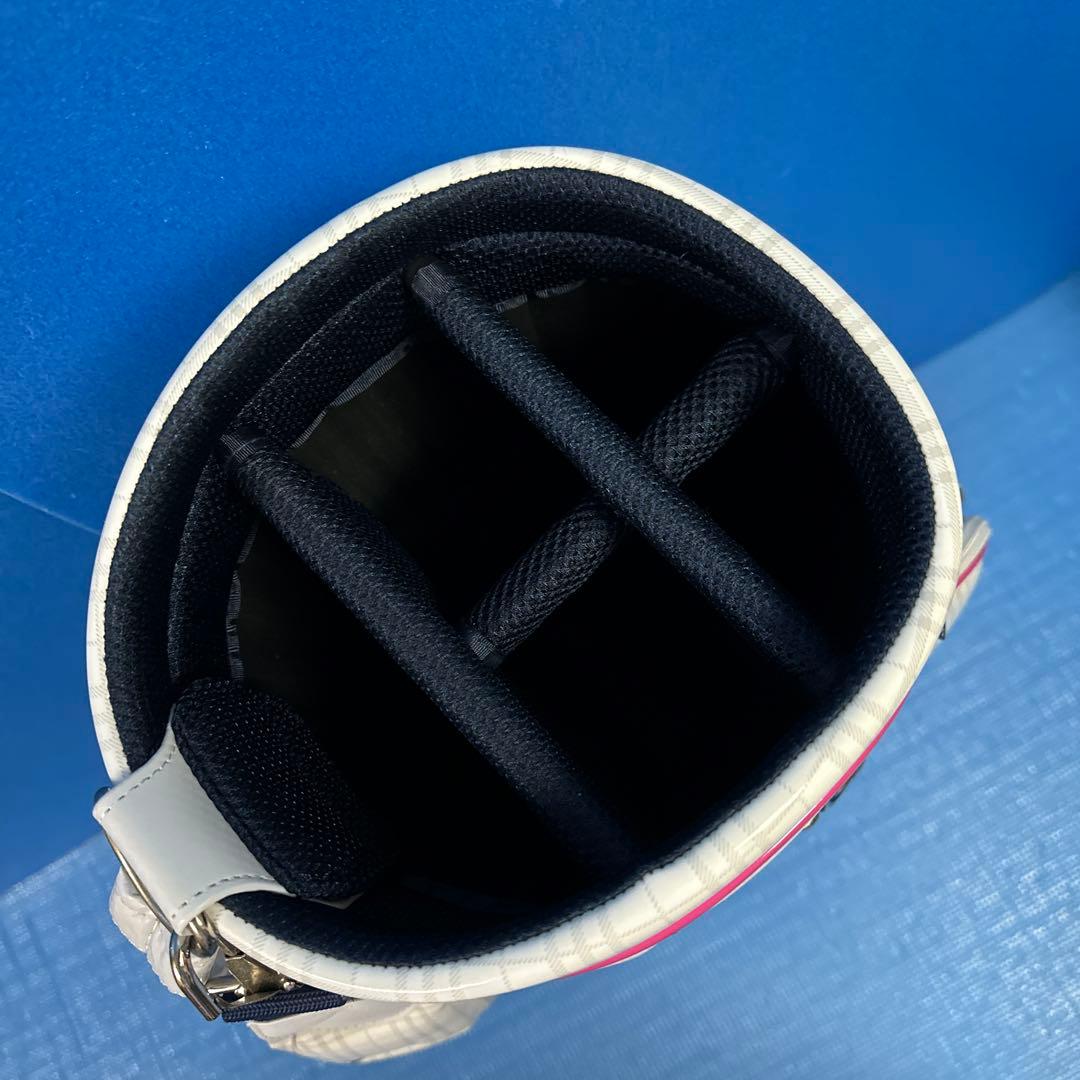 adidas チェック柄キャディバッグ ホワイト/ピンク・レディース