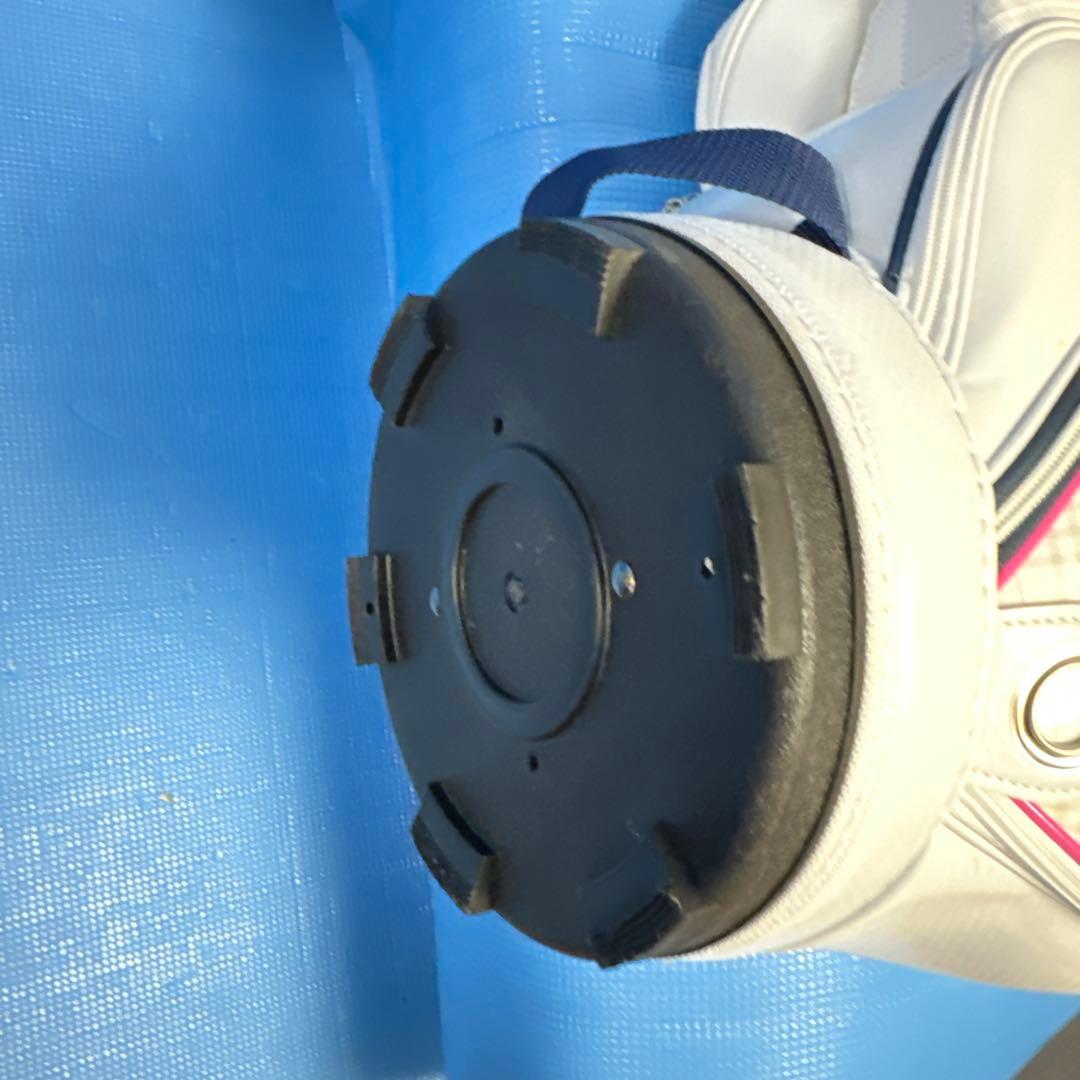 adidas チェック柄キャディバッグ ホワイト/ピンク・レディース