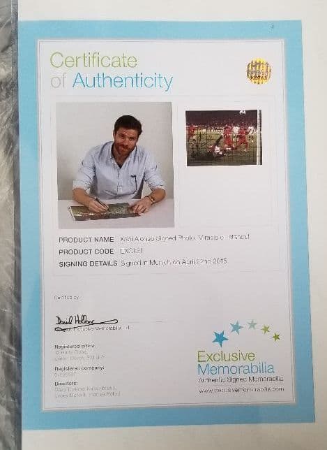 シャビ・アロンソ　直筆サイン　フォトグラフ　サイン　写真　シャビエル・アロンソ