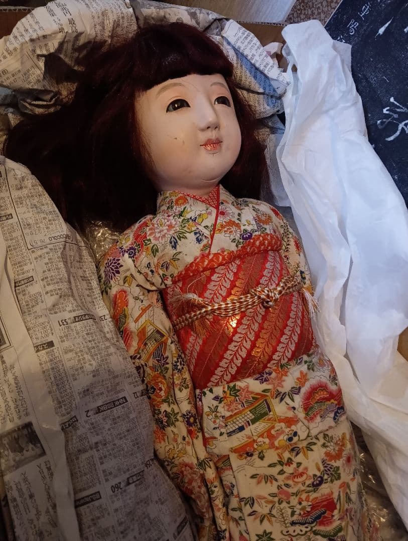 市松人形恐怖怪奇現象祟り供養魂入り昭和２０年〜３０年代後半頃身長７０センチ当時物