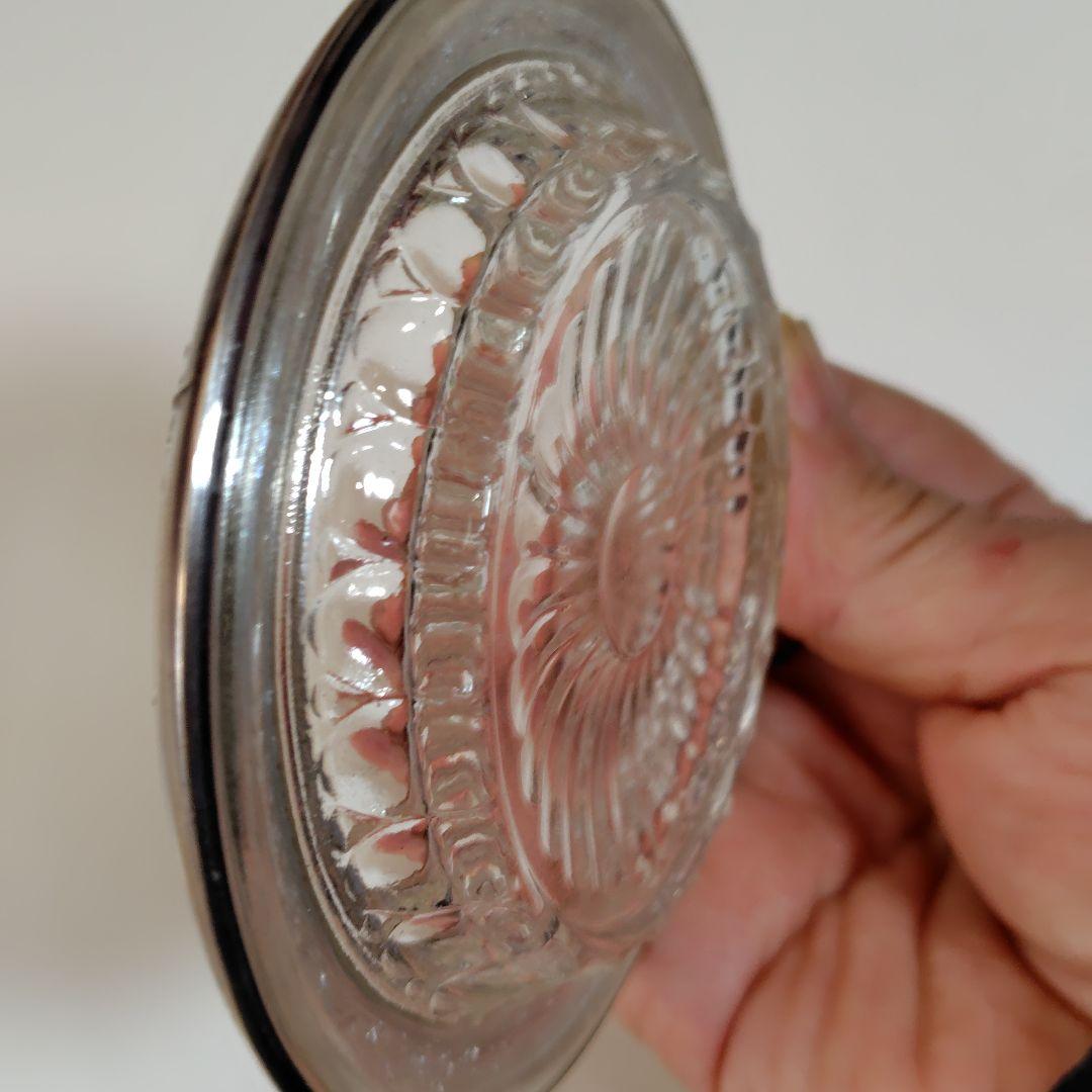 純銀製　皿　昭和レトロ　銘々皿 小皿 受皿 小物入れ　純銀×ガラス製　120g