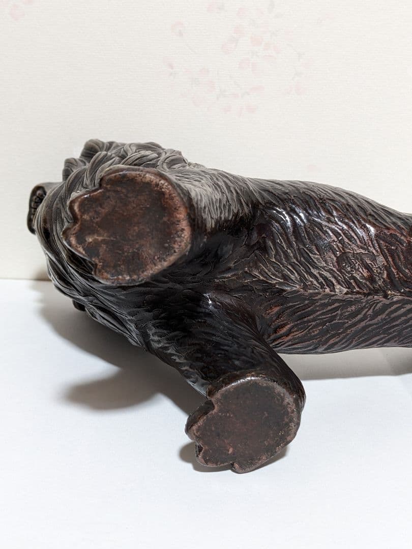 ♦陶磁器 風水獅子 ライオン置物 富 金運 財運 縁起物飾り 国内作家物 骨董品