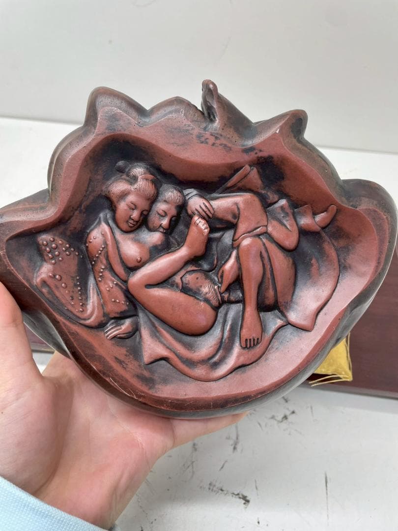 A◆布袋様　置物　開運　招福　インテリア　アンティーク　レトロ　座布団付き