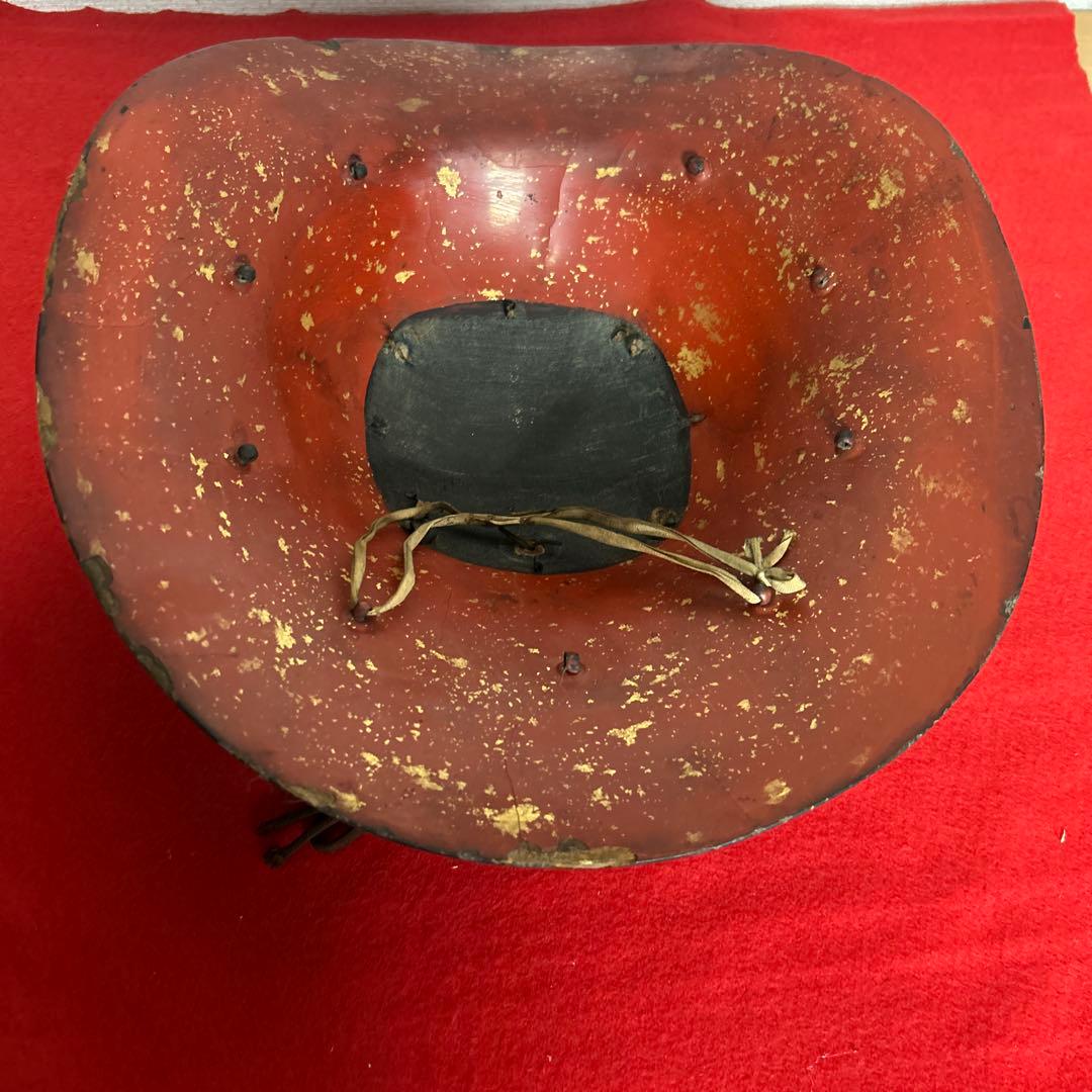 九曜紋　平陣笠 家紋入 黒漆塗 骨董 アンティーク/甲冑/鎧兜/足軽/武具