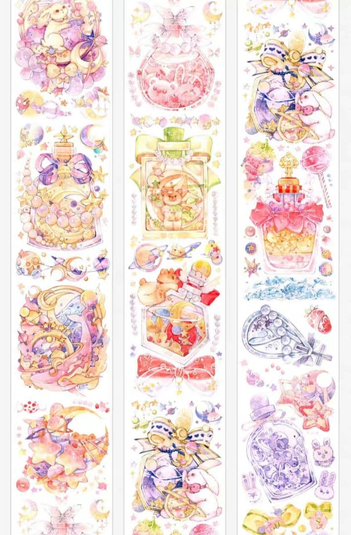 巻売 478★ 海外 マスキングテープ マステ PET 装飾 動物 兎 金ホロ