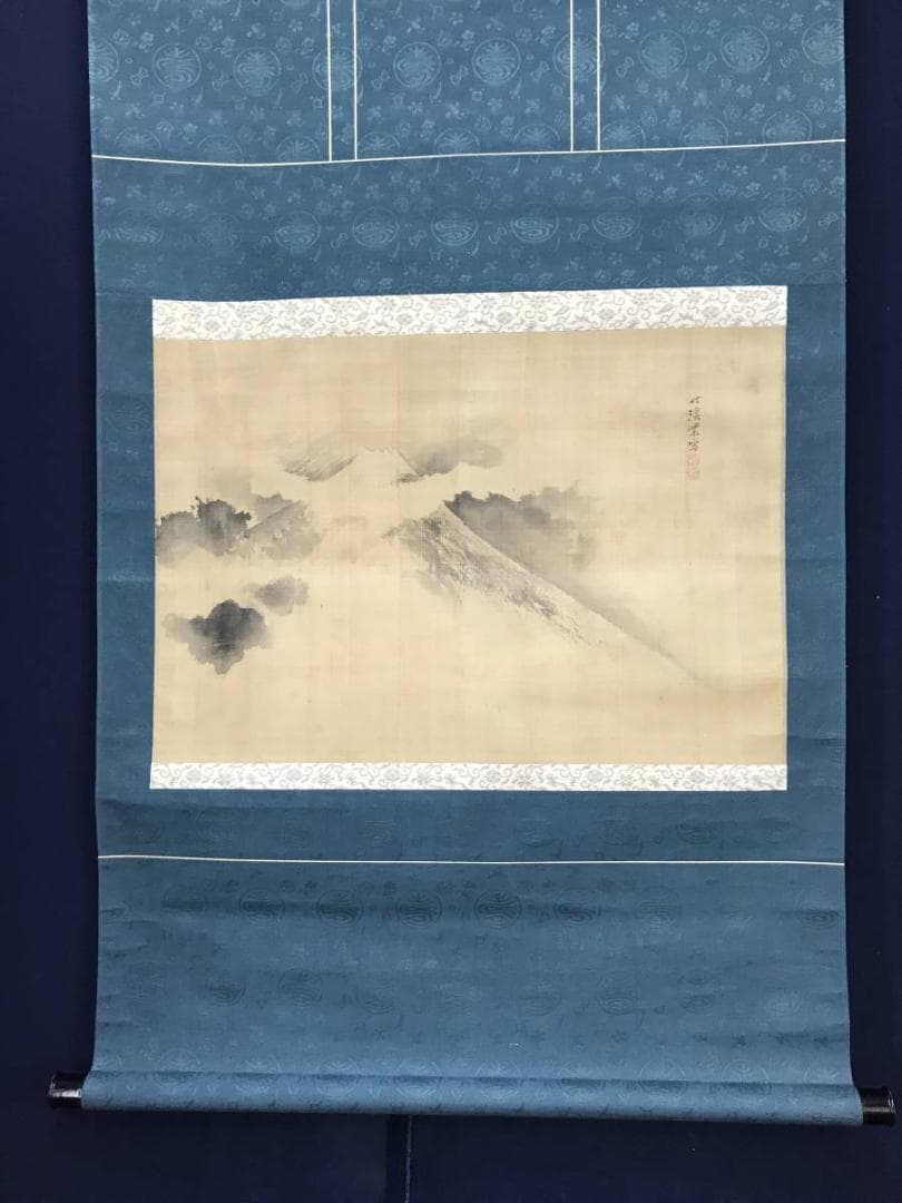 【真作】中林竹渓/富士図/山水図/富士山図/掛軸/名家伝来/AB-1000