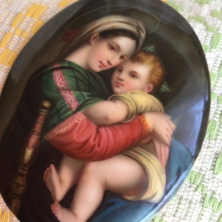 ☆アンティーク/ミニアチュール細密画/聖母子像