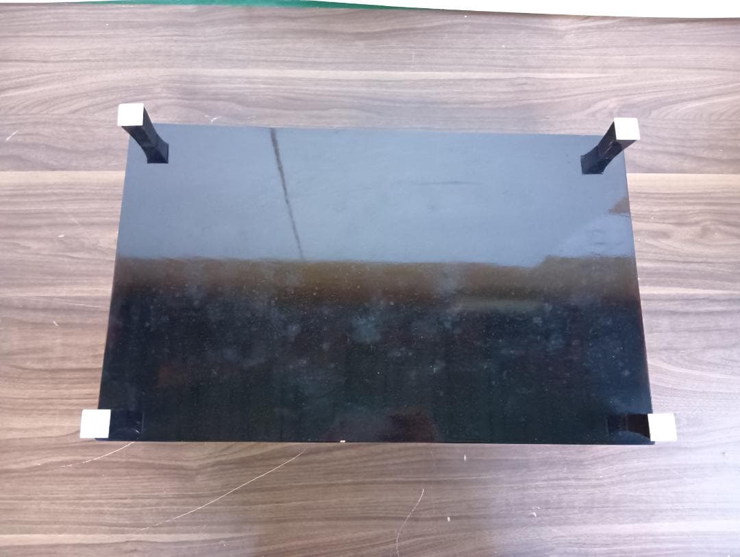 輪島塗 蒔絵師 久世宗春 山水金蒔絵 冠卓 二段卓 花台 黒塗 共箱