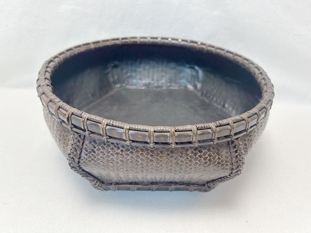 未使用 茶道具 唐物写六角 炭斗 炭入 元箱