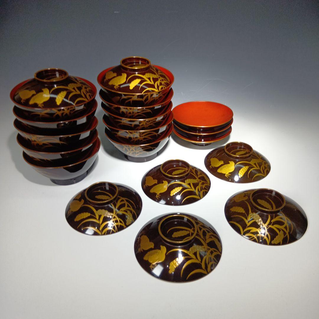 時代物　蒔絵吸物椀10客