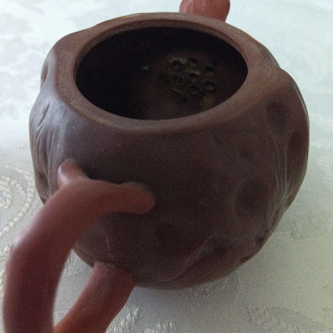 中国宜興　紫砂　急須 茶壺　在銘　煎茶道　リスのモチーフ