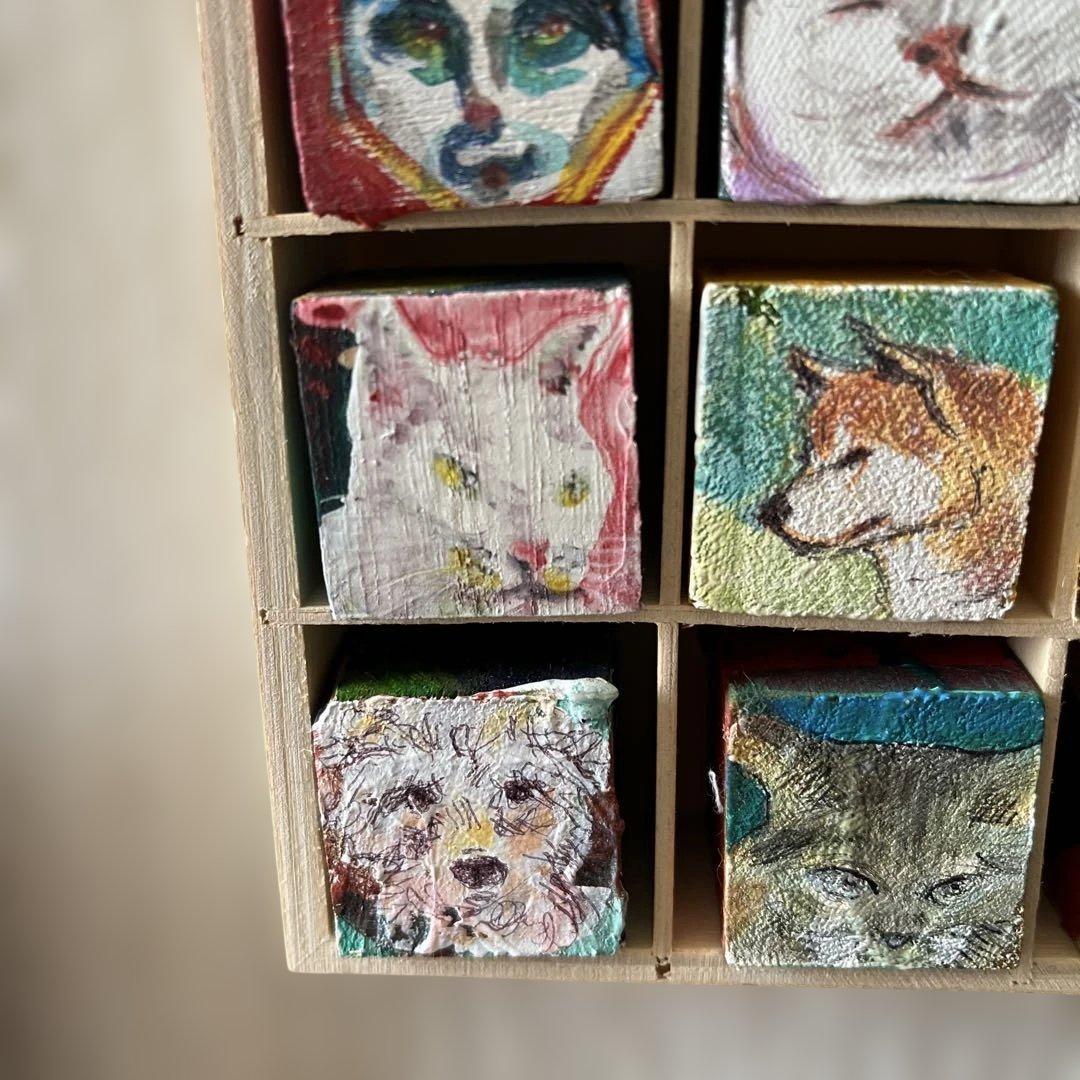 手作り　サイコロ画　8個　油彩　アクリル