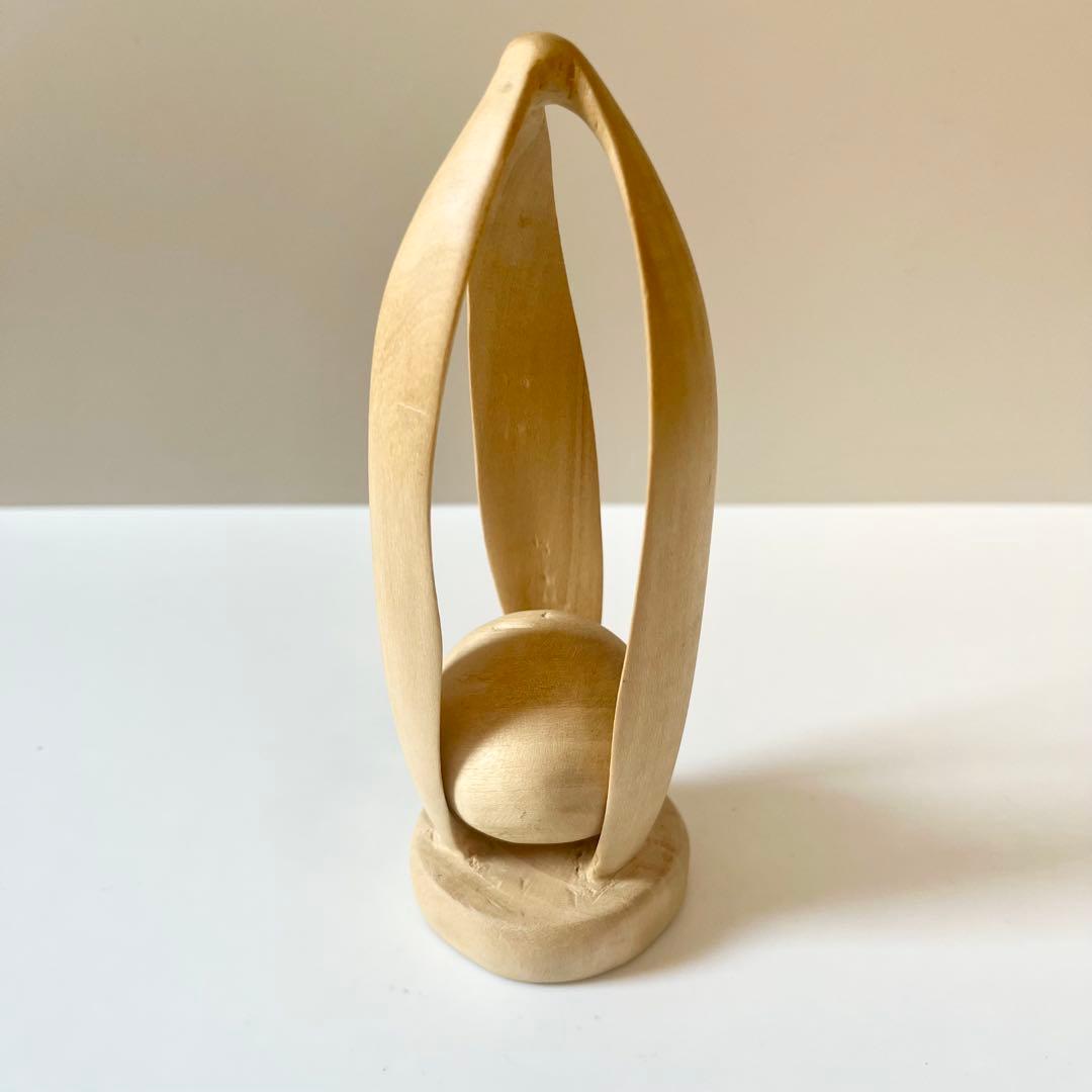 木　木製　木彫　木彫り　ボール　玉　オブジェ　置物