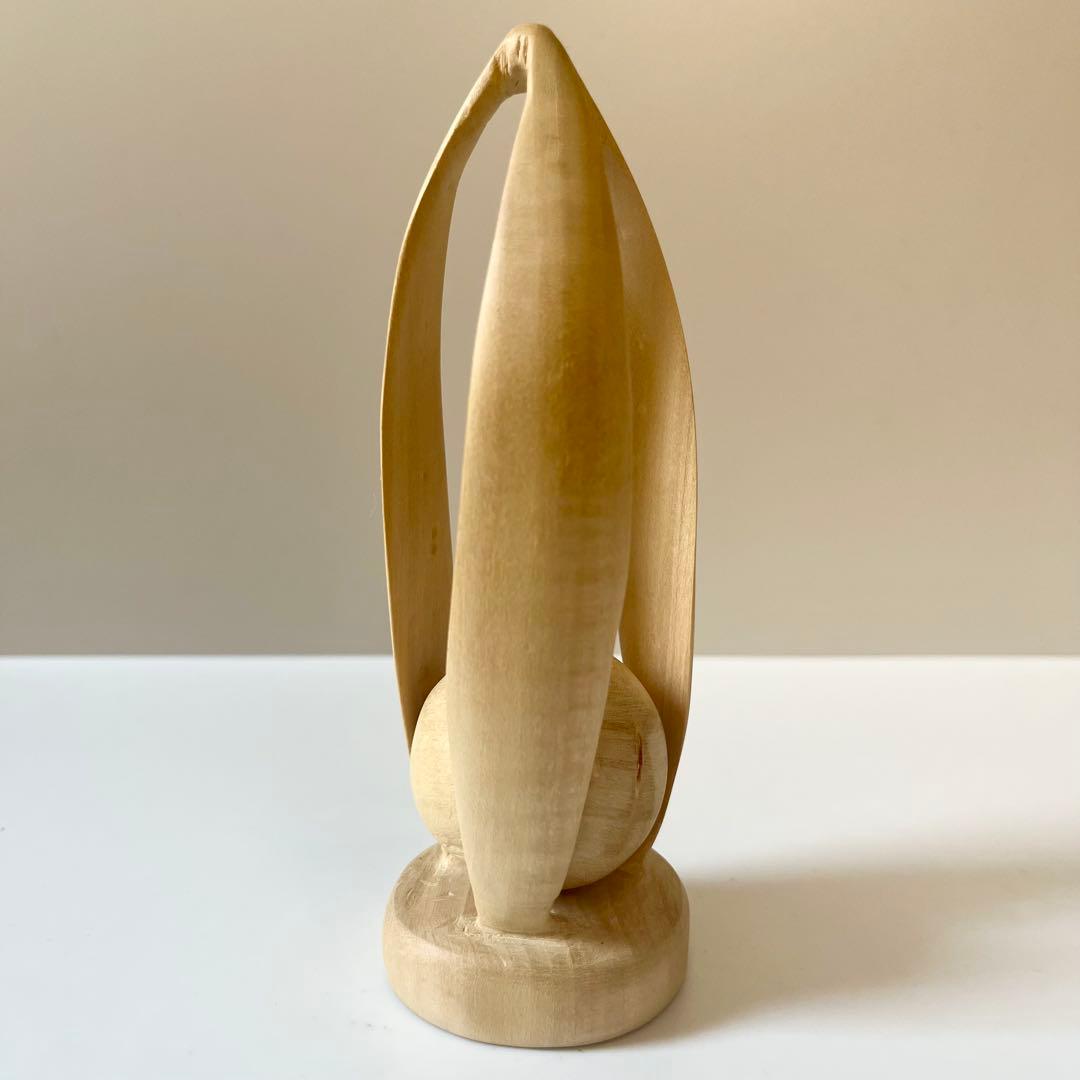 木　木製　木彫　木彫り　ボール　玉　オブジェ　置物