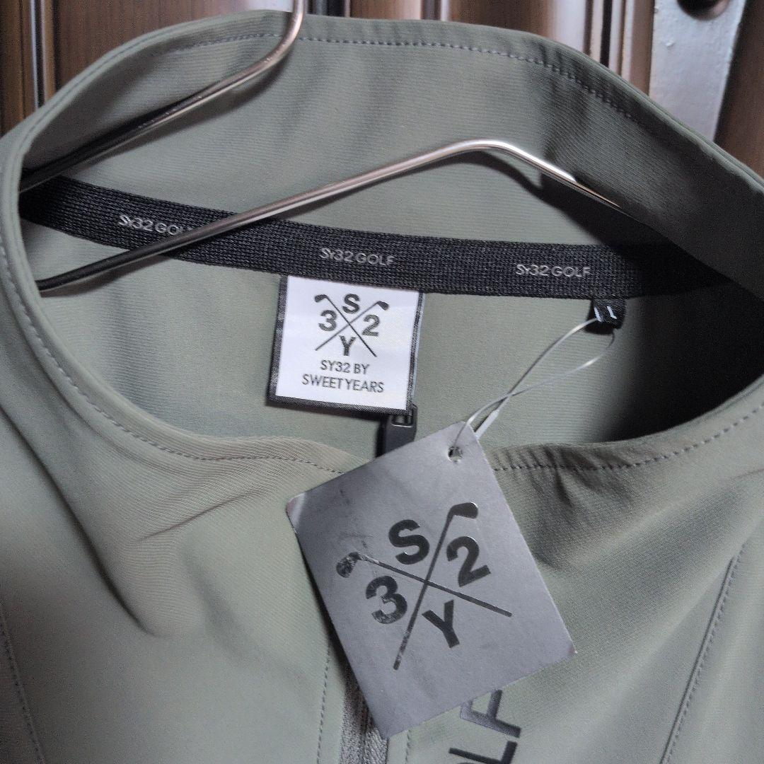 SY32 :メンズ:Lサイズ:ハーフジップ長袖シャツ:オリーブ色