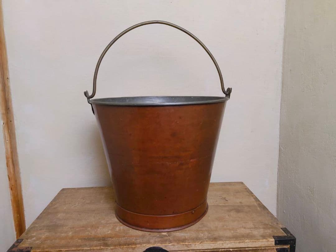 ★古い銅バケツ　シャビー　インダストリアル　昭和レトロ　古道具　アンティーク