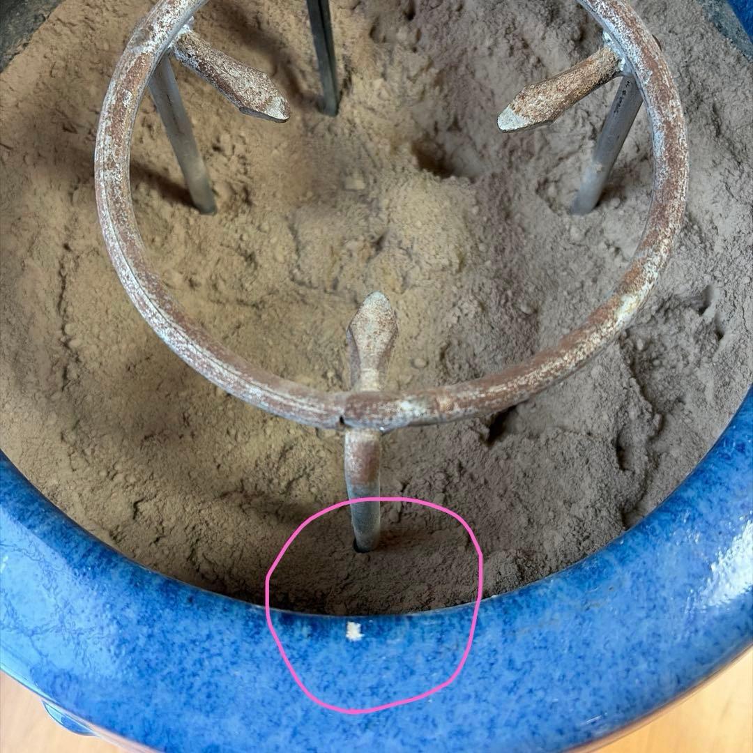 火鉢 縦長　立ち火鉢 大型火鉢　五徳、火箸付き　昭和レトロ　ブルー　青　旅館