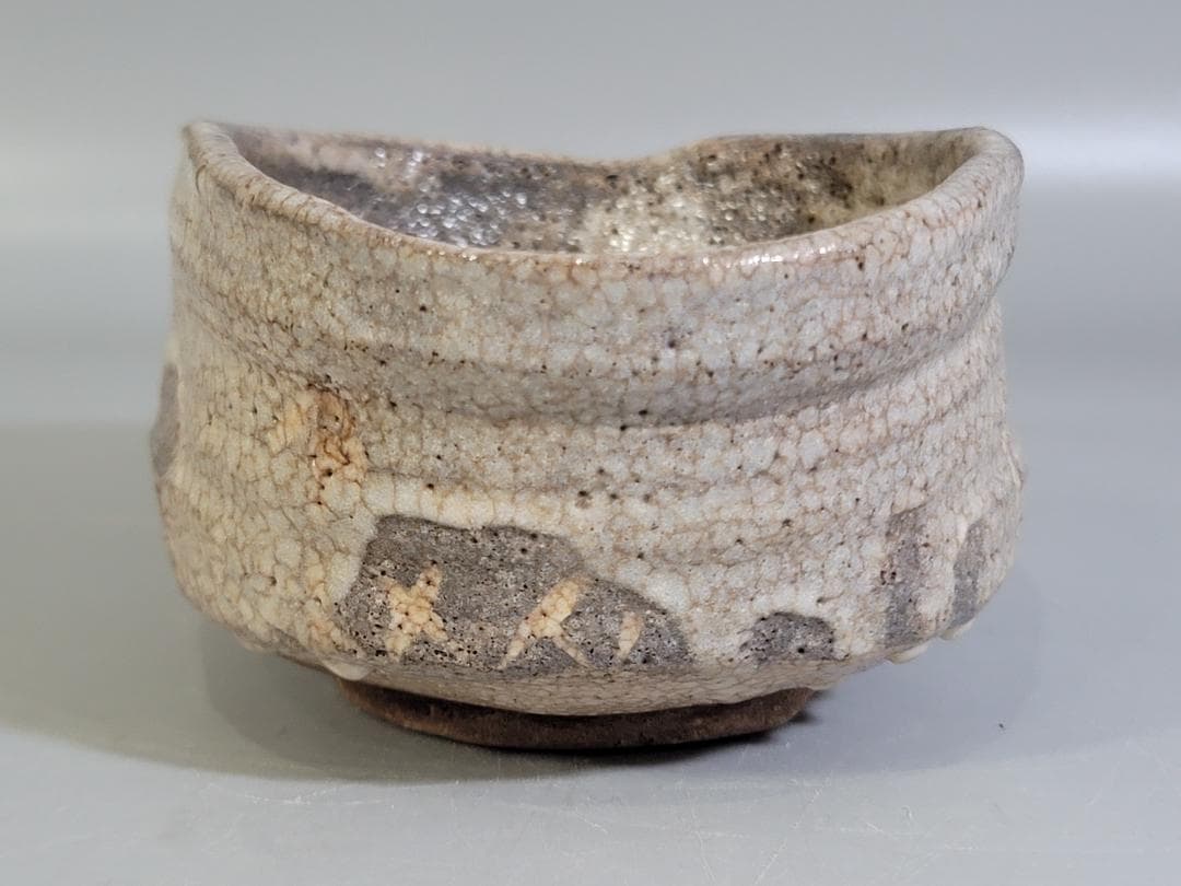 茶道具 鼠志野沓茶碗 時代物 古美術 DT457