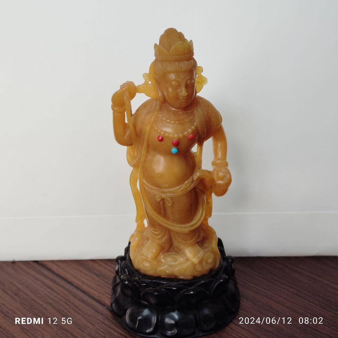 中国古美術/田黄石/観音様/置物