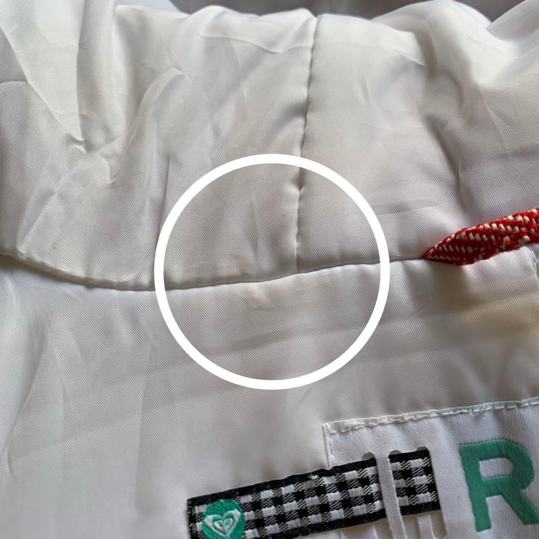 ロキシー　美品スノーウェアMサイズ　赤ツイード風　白ボアフード