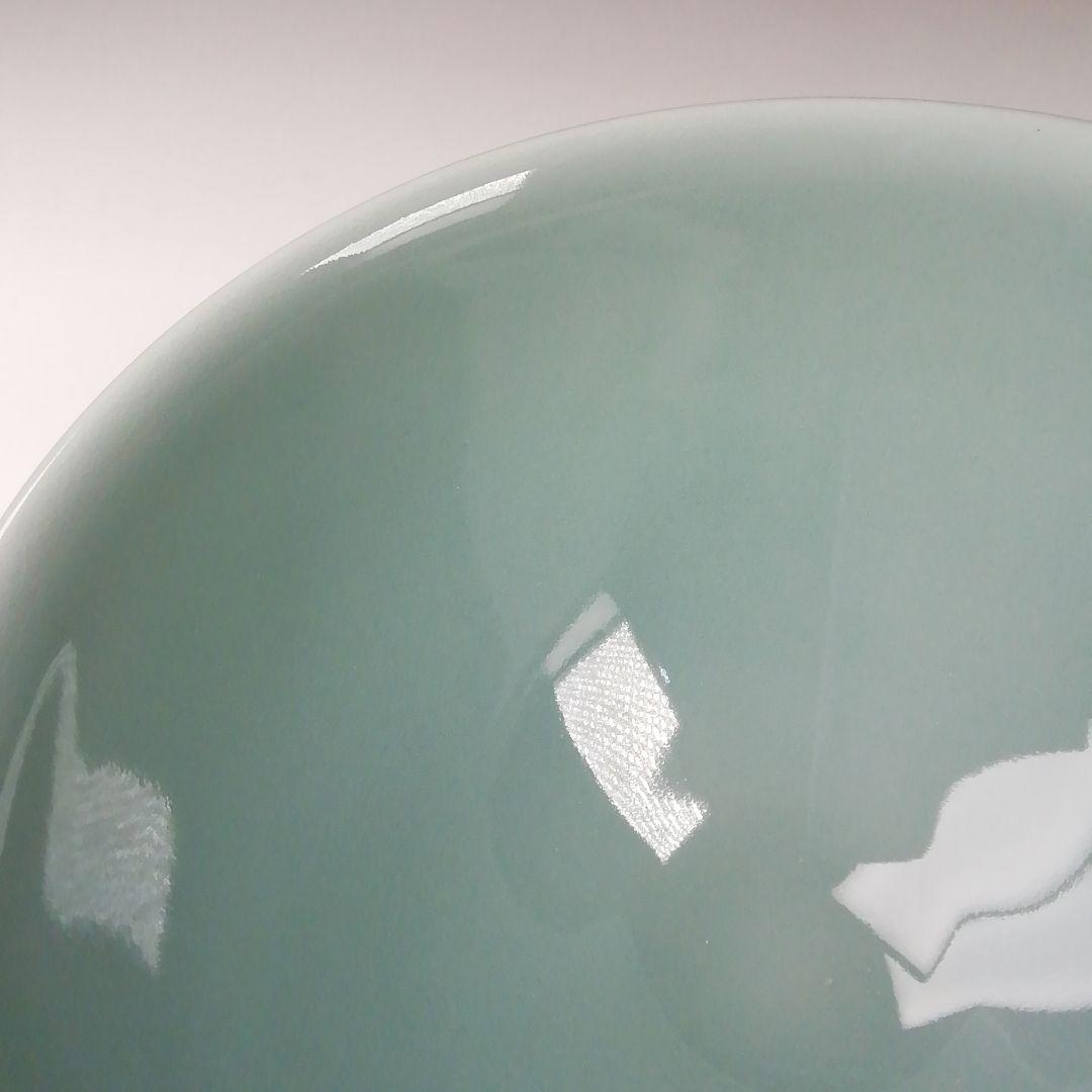 Ｔ３７５　茶碗　『青瓷　茶碗』『米沢久 造』　共箱　抹茶碗　茶道具